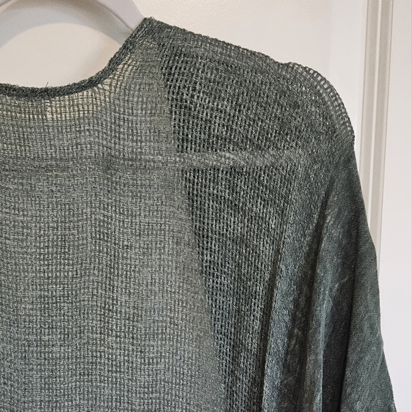 Free People Green Open Knit Open Front Lightweight Short Sleeve Sweater One Size - Picture 5 of 10